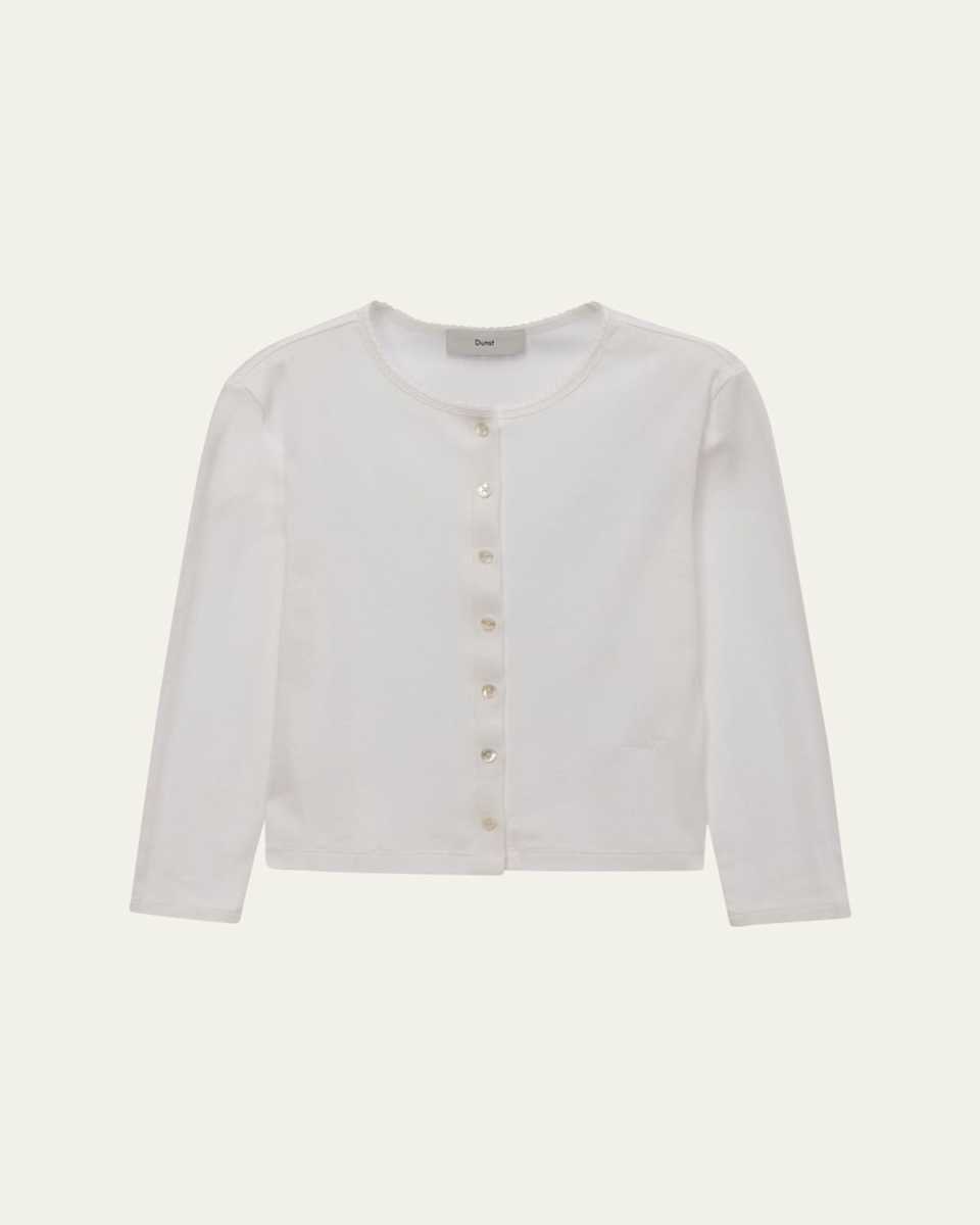 Pointelle Knit Crewneck Cardigan